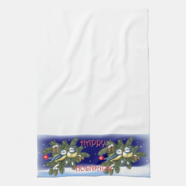 Christmas Birds Kitchen Towel (Vertical)