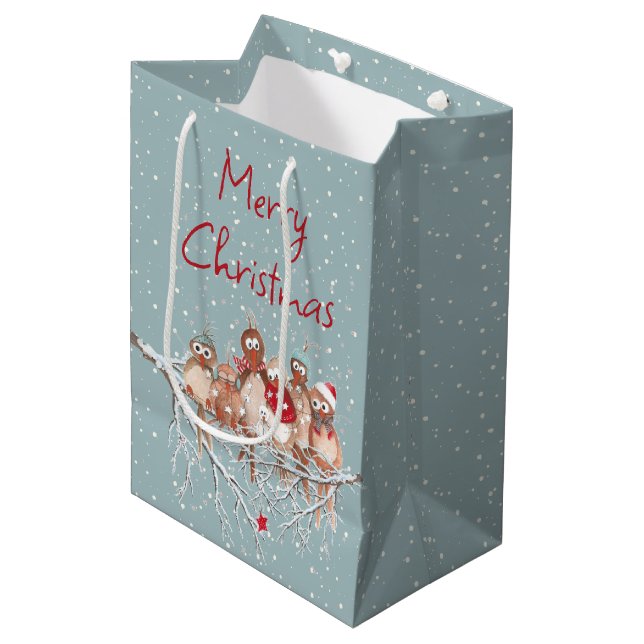 Christmas Birds On Snowflakes  Medium Gift Bag (Front Angled)