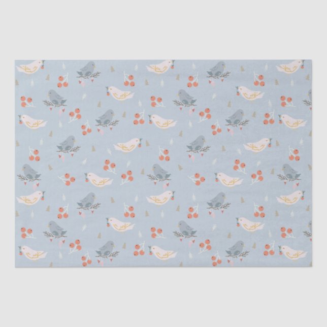 Christmas Birds Seamless Pattern Tissue Paper (Front)