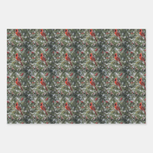 Christmas Birds Wrapping Paper Sheet