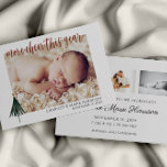 Christmas Birth Announcement Photo Holiday Card<br><div class="desc">Share with all your family and friends that you added more cheer this year. This simple elegant birth announcement will be the perfect way to announce your new baby's arrival. Customize text on the front and back of the card. Personalize with 1 photo on the front and 3 photos on...</div>
