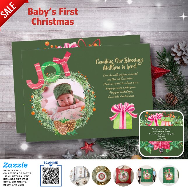 Christmas Birth PHOTO Announcement Modern (Creator Uploaded)