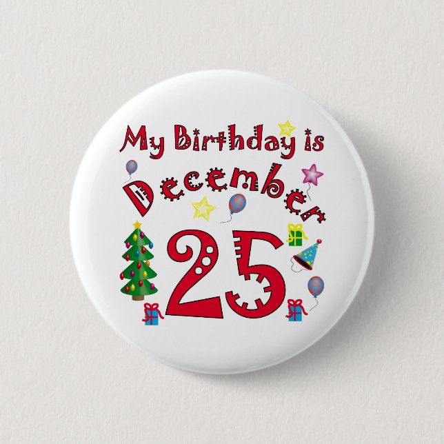 Christmas Birthday 2 Inch Round Button (Front)