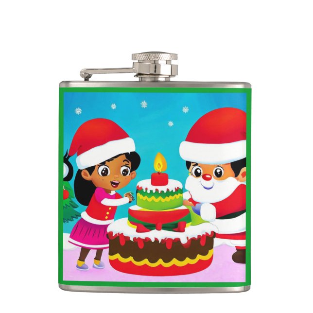 Christmas Birthday 3 Hip Flask (Front)