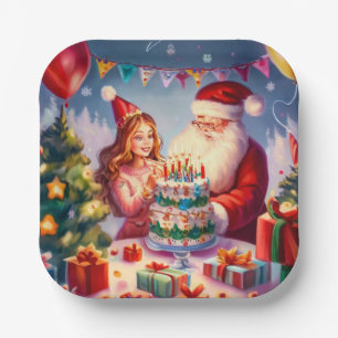 Christmas Birthday 8 Paper Plate