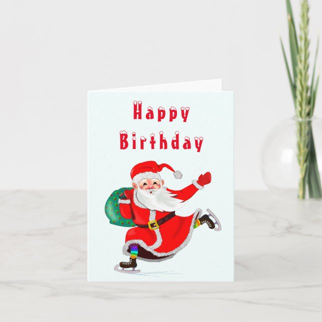 Christmas Birthday Card with Santa Claus (Front)