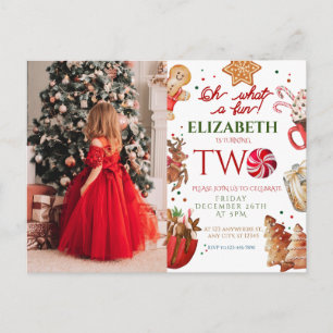 Christmas Birthday Party what a fun 2nd Birthday Postcard