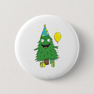 Christmas Birthday Tree 2 Inch Round Button