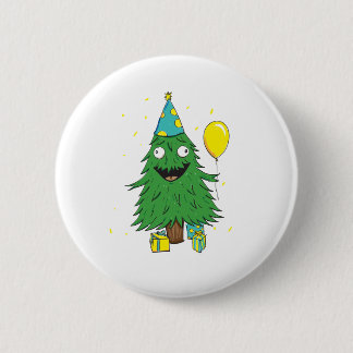 Christmas Birthday Tree 2 Inch Round Button
