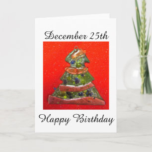 Christmas Birthday Tree Lines Holiday Card