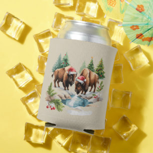 Christmas Bison Buffalo Animal Western Wildlife  Can Cooler