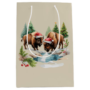 Christmas Bison Buffalo Animal Western Wildlife  Medium Gift Bag