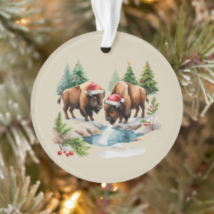 Christmas Bison Buffalo Animal Western Wildlife  Ornament