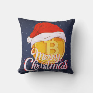 Christmas Bitcoin - Day Traders Gift Throw Pillow