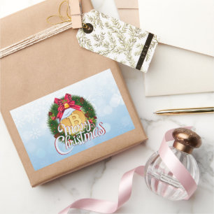Christmas Bitcoin inside Holiday Wreath Sticker