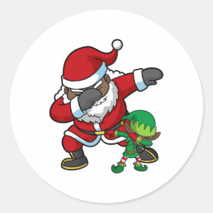 christmas black african american dabbing santa cla classic round sticker