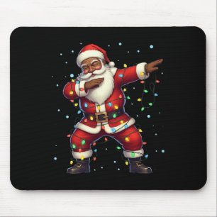 Christmas Black African American Dabbing Santa Cla Mouse Pad