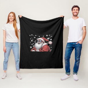 Christmas Black African American Santa Xmas Fleece Blanket