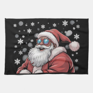 Christmas Black African American Santa Xmas Kitchen Towel