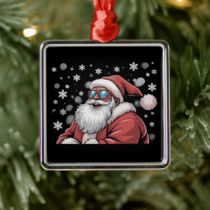 Christmas Black African American Santa Xmas  Metal Ornament