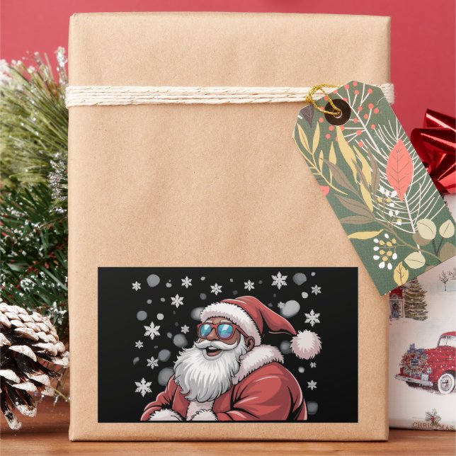 Christmas Black African American Santa Xmas  Sticker (Holiday)