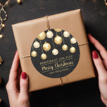 Christmas Black and Gold Homemade For You Classic Round Sticker<br><div class="desc">Create stickers to label your Christmas holiday homemade goods,  cookies,  candy,  treats,  party favors and more featuring elegant white and gold Christmas tree ornaments on a black background with your message in chic lettering. MATCHING items in our collection.</div>