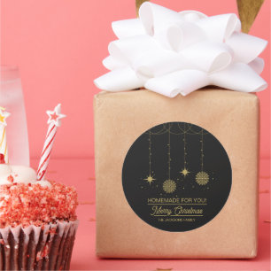 Christmas Black and Gold Homemade For You Classic Round Sticker