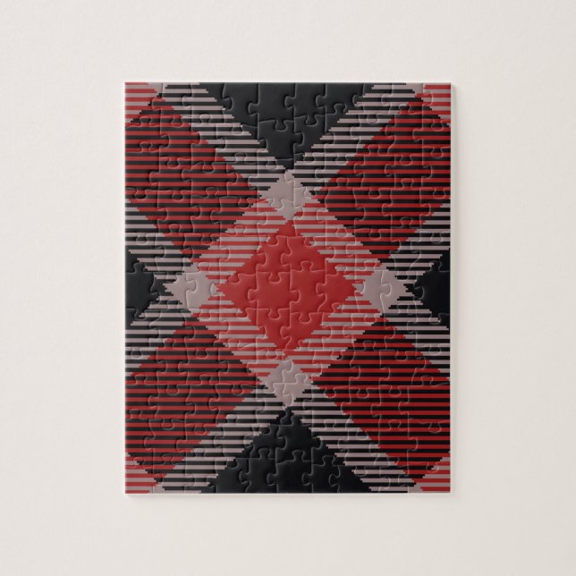 Christmas black and red gingham flannel plaid jigsaw puzzle (Vertical)