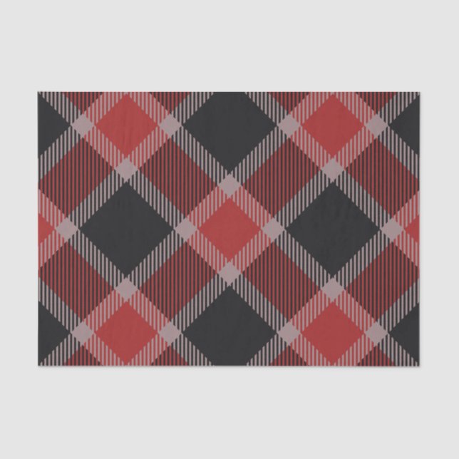 Christmas black and red gingham flannel plaid tissue paper (Front)