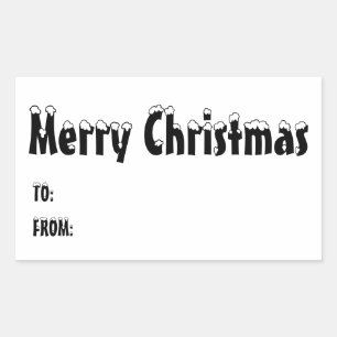 Christmas black and white blank to from cute sticker