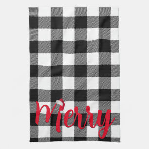 Christmas Black and White Buffalo Plaid   Kitchen Towel