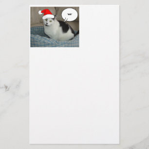 Christmas Black and White Kitten Stationery