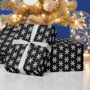 Christmas black and white snowflakes pattern cute  wrapping paper