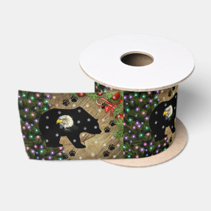 Christmas Black Bear Bald Eagle Spirit Satin Ribbon