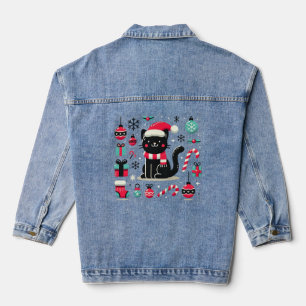 Christmas Black Cat Denim Jacket