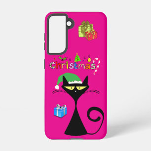 Christmas Black Cat Holiday Galaxy Case – Fuchsia
