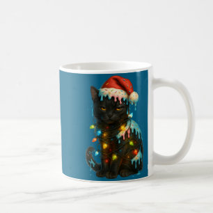 Christmas Black Cat Ice Cream Drip Santa Hat Cute  Coffee Mug