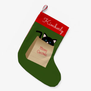 Christmas Black Cat Out Of The Bag Small Christmas Stocking