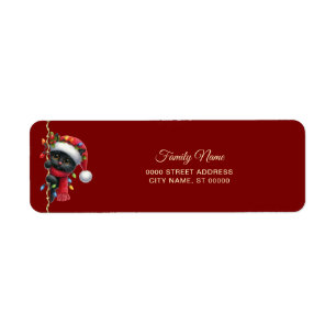 Christmas Black Cat Return Address Lab Lab