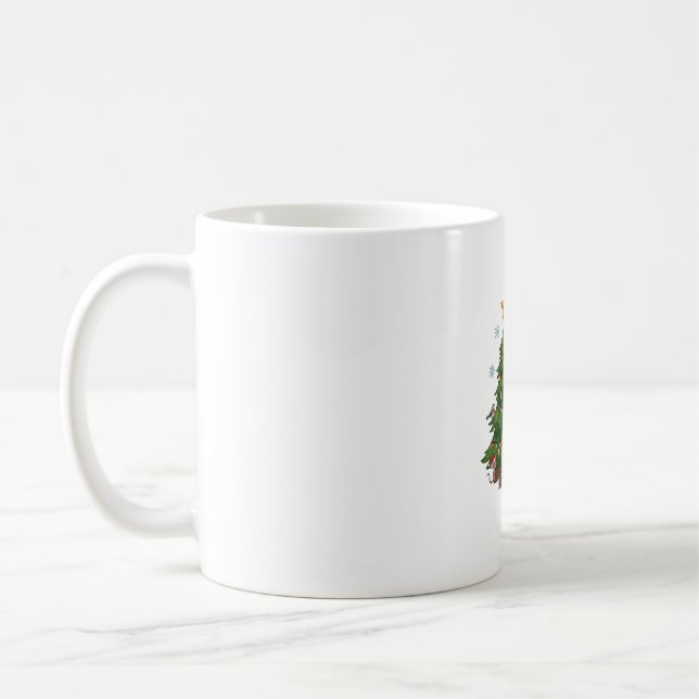 Christmas Black Cat Santa Hat Tree Mouse Coffee Mug (Left)