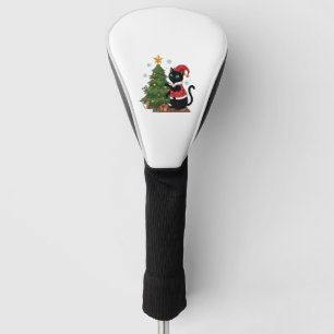 Christmas Black Cat Santa Hat Tree Mouse Golf Head Cover