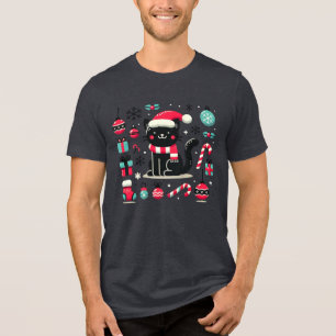 Christmas Black Cat Tri-Blend Shirt