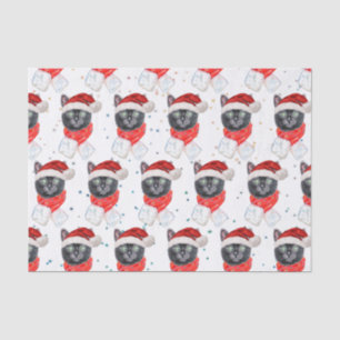 Christmas Black Cat with Red Scarf Tissue Paper