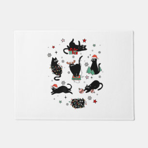 Christmas Black Cats Doormat