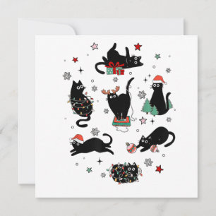 Christmas Black Cats Invitation