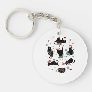 Christmas Black Cats Keychain