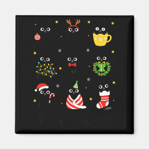 Christmas Black Cats Merry Christmas Cute Holiday  Magnet