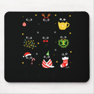 Christmas Black Cats Merry Christmas Cute Holiday Mouse Pad