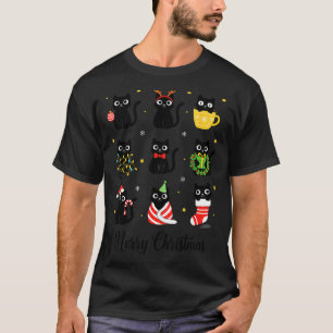 Christmas Black Cats Merry Christmas Cute Holiday  T-Shirt