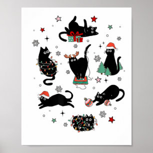 Christmas Black Cats Poster